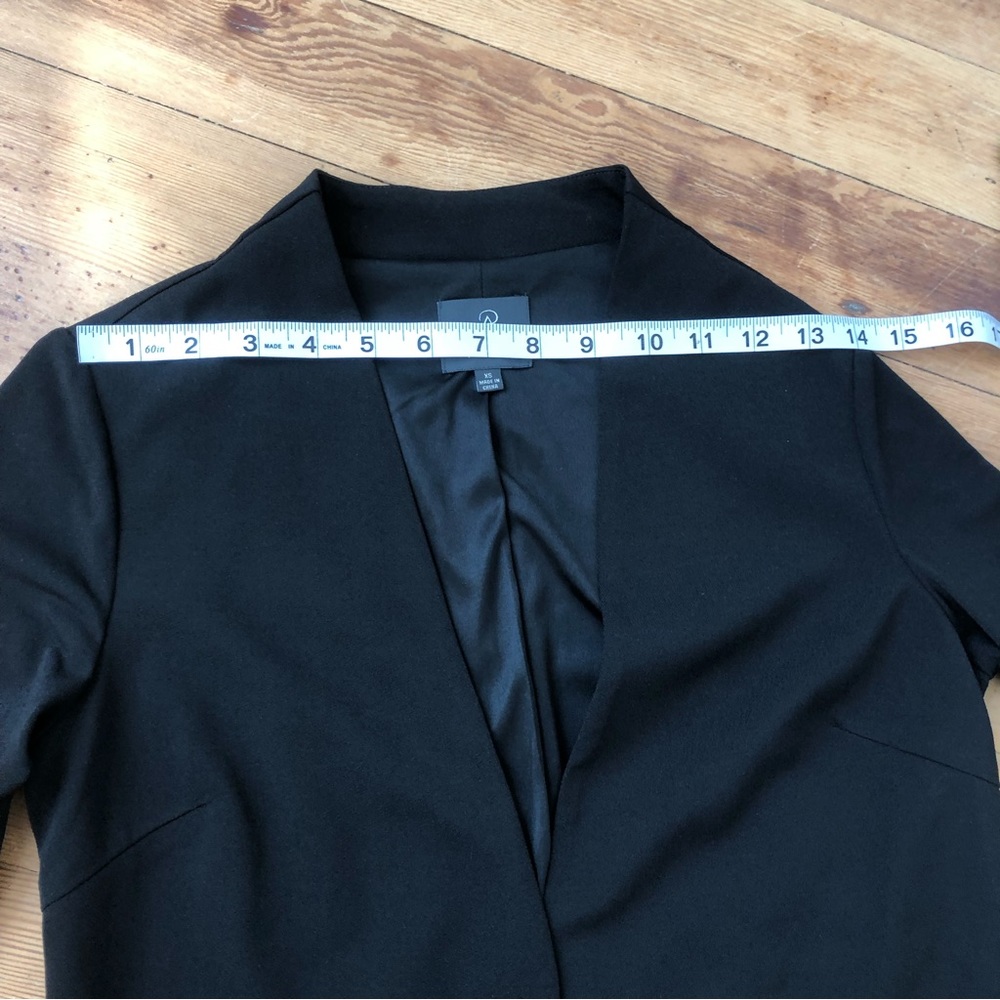 Adrianna Papell Black Bell Sleeve Open Front Asymmetrical Blazer Sz XS - Picture 13 of 15